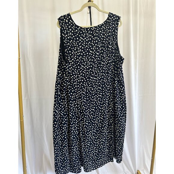 Anne Klein Women's Plus 24W Navy/White Polka Dot Fit and Flare Dress - Picture 2 of 10